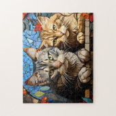Cat Mozaïek Glas in lood Designer Puzzel (Verticaal)