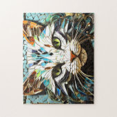 Cat Mozaïek Glas in lood Designer Puzzel (Verticaal)