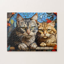 Cat Mozaïek Glas in lood Designer Puzzel