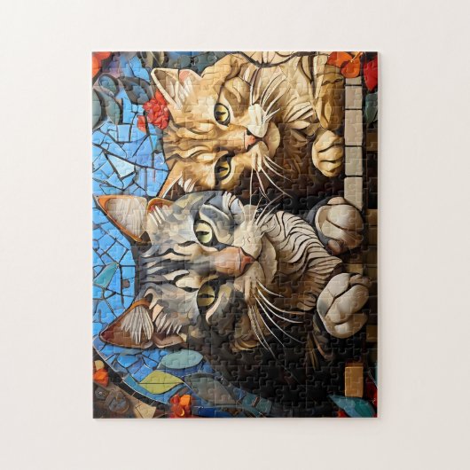 Cat Mozaïek Glas in lood Designer Puzzel Legpuzzel (Verticaal)