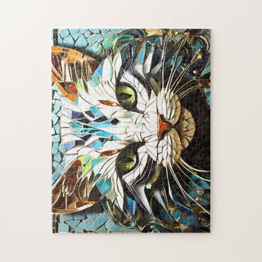 Cat Mozaïek Glas in lood Designer Puzzel Legpuzzel (Verticaal)