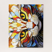 Cat Mozaïek Glas in lood Designer Puzzel Legpuzzel (Verticaal)