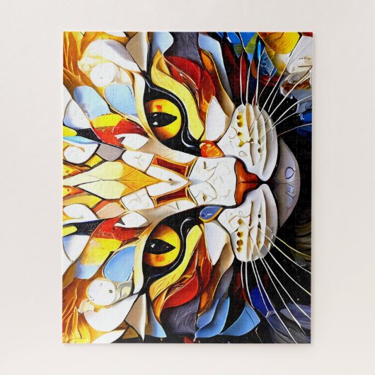 Cat Mozaïek Glas in lood Designer Puzzel Legpuzzel (Verticaal)