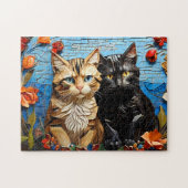 Cat Mozaïek Glas in lood Designer Puzzel Legpuzzel (Horizontaal)