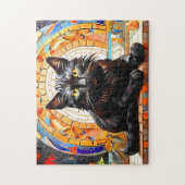 Cat Mozaïek Glas in lood Designer Puzzel Legpuzzel (Verticaal)
