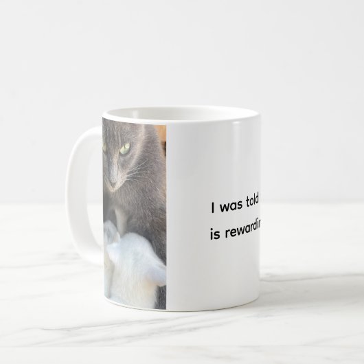 Cat Mug, Motherhood Fun, Funny Mug Koffiemok (Voorkant links)