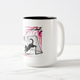 Cat Mug – Perfect Gift for Soccer Lovers & Cat Fan Tweekleurige Koffiemok