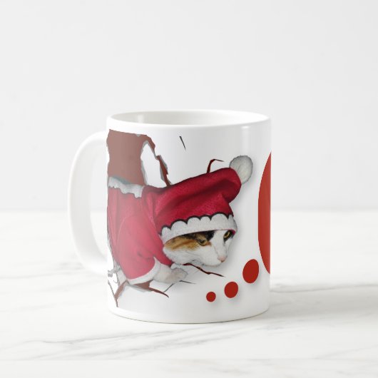 Cat Mug Wishing Merry Christmas Koffiemok (Voorkant links)