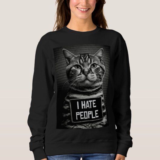 Cat Mugshot  I Hate People  Cat Dad or Cat Mom Trui (Voorkant)