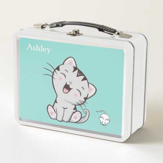 Cat & muis van Cute Tabby op Light Blue (Voorkant)