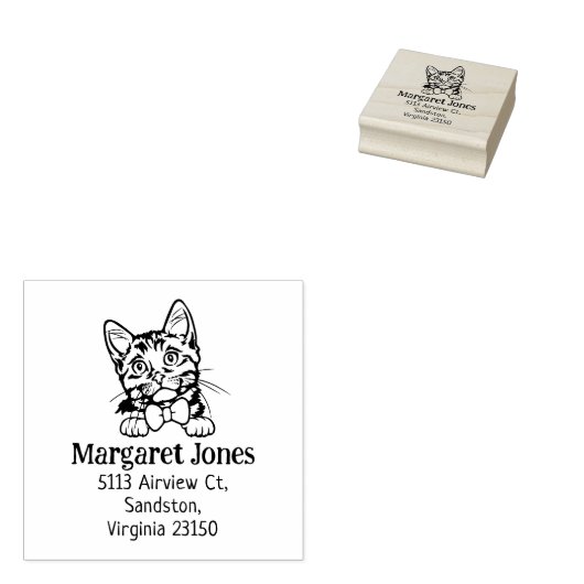 Cat Munchkin retouradres Rubberstempel (Gestempeld)
