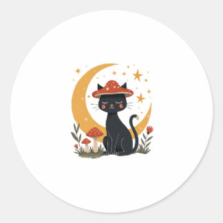 Cat Mushroom Hat Cottagecore Kitten Kitty Women Gi Ronde Sticker