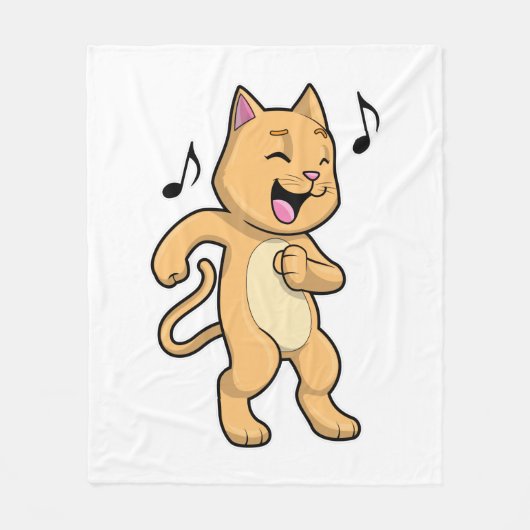 Cat Music Dance Fleece Deken (Voorkant)