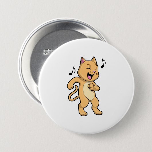 Cat Music Dance Ronde Button 7,6 Cm (Voorkant /achterkant)