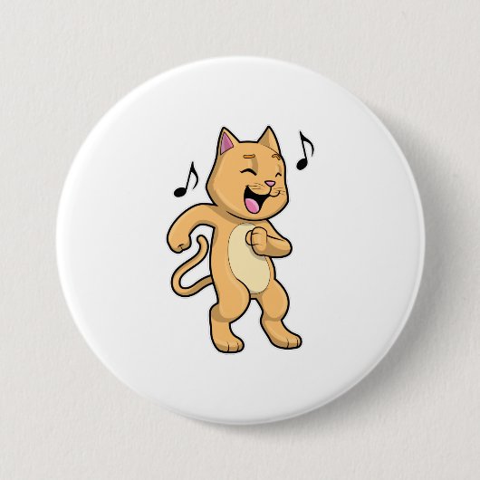 Cat Music Dance Ronde Button 7,6 Cm (Voorkant)
