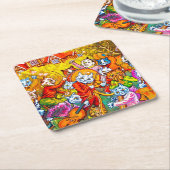 Cat Musical Band Kartonnen Onderzetters (Schuin)