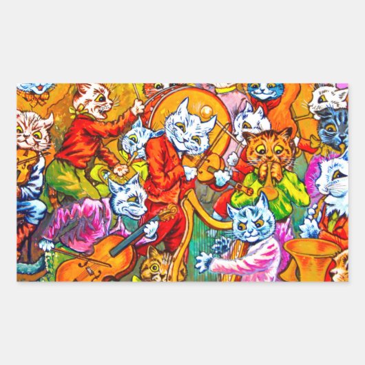 Cat Musical Band Rechthoekige Sticker (Voorkant)