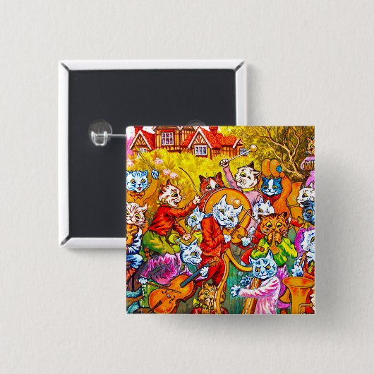 Cat Musical Band Vierkante Button 5,1 Cm (Voorkant /achterkant)