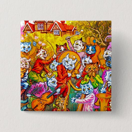 Cat Musical Band Vierkante Button 5,1 Cm (Voorkant)