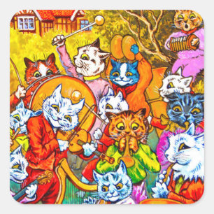 Cat Musical Band Vierkante Sticker