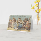  Cat Musical Trio in Thread Ad Note Kaart (Gele Bloem)