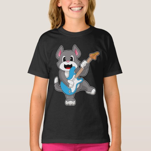 Cat Musician Guitar Music T-shirt (Voorkant)