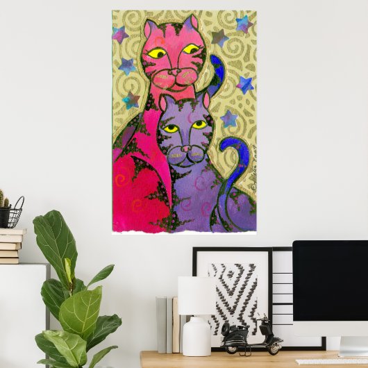 Cat N Stars Poster (Thuiskantoor)