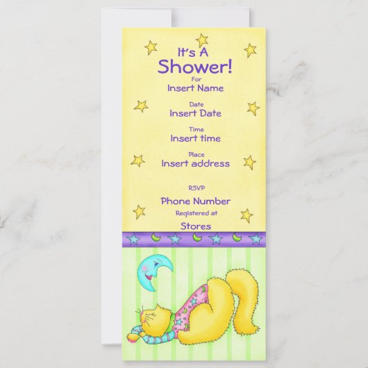 Cat Nap Baby shower Invitation Kaart (Voorkant)