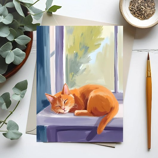 Cat Nap | Orange Kitten Watercolor Pet Briefkaart