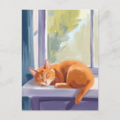 Cat Nap | Orange Kitten Watercolor Pet Briefkaart (Voorkant)
