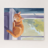 Cat Nap | Orange Kitten Watercolor Pet Legpuzzel (Horizontaal)