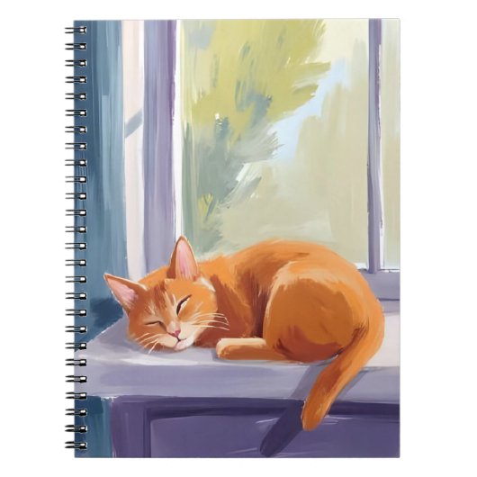 Cat Nap | Orange Kitten Watercolor Pet Notitieboek (Voorkant)