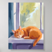 Cat Nap | Orange Kitten Watercolor Pet Poster (Voorkant)