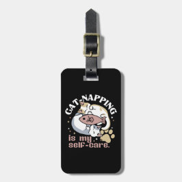 Cat-Napping is mijn zelfzorg Schattigee Cat Quote Bagagelabel
