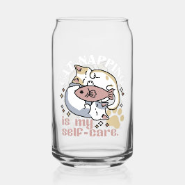 Cat-Napping is mijn zelfzorg Schattigee Cat Quote Blikvorm Glas