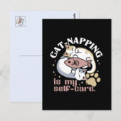 Cat-Napping is mijn zelfzorg Schattigee Cat Quote Briefkaart (Voorkant / Achterkant)