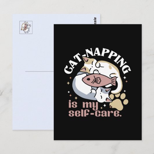 Cat-Napping is mijn zelfzorg Schattigee Cat Quote Briefkaart (Voorkant / Achterkant)