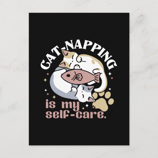 Cat-Napping is mijn zelfzorg Schattigee Cat Quote Briefkaart (Voorkant)