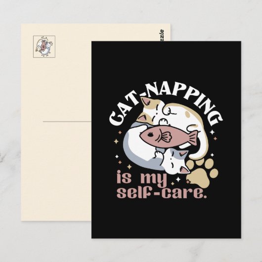 Cat-Napping is mijn zelfzorg Schattigee Cat Quote Briefkaart (Voorkant / Achterkant)