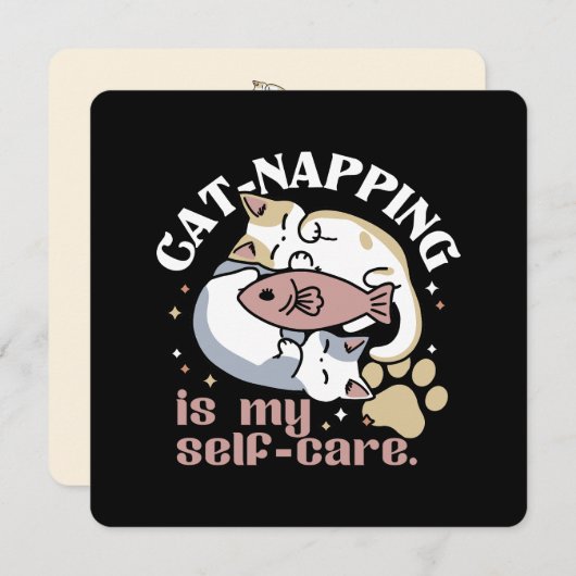 Cat-Napping is mijn zelfzorg Schattigee Cat Quote Feestdagenkaart (Voorkant / Achterkant)