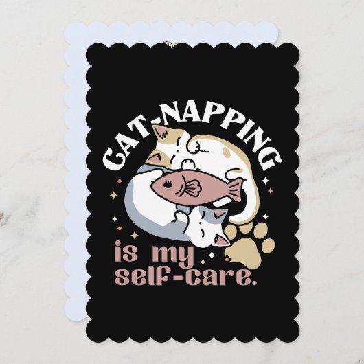 Cat-Napping is mijn zelfzorg Schattigee Cat Quote Feestdagenkaart (Voorkant / Achterkant)