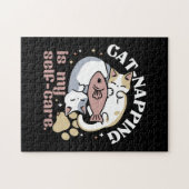 Cat-Napping is mijn zelfzorg Schattigee Cat Quote Legpuzzel (Horizontaal)