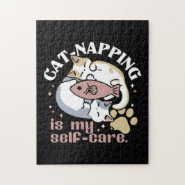 Cat-Napping is mijn zelfzorg Schattigee Cat Quote Legpuzzel