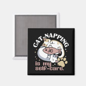 Cat-Napping is mijn zelfzorg Schattigee Cat Quote Magneet (Voorkant / Achterkant)