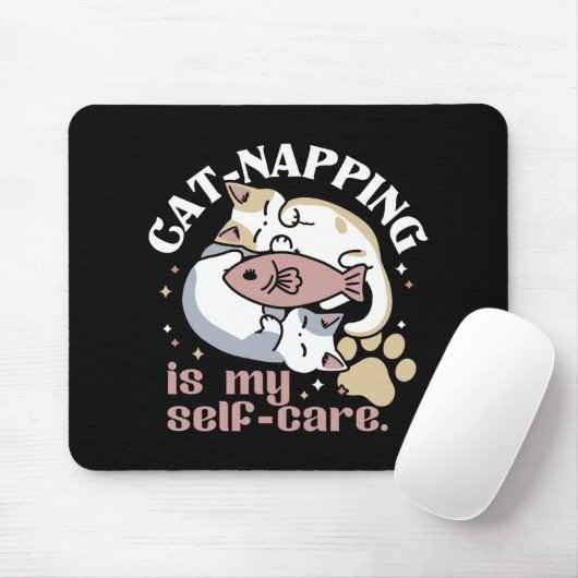 Cat-Napping is mijn zelfzorg Schattigee Cat Quote Muismat (Met muis)