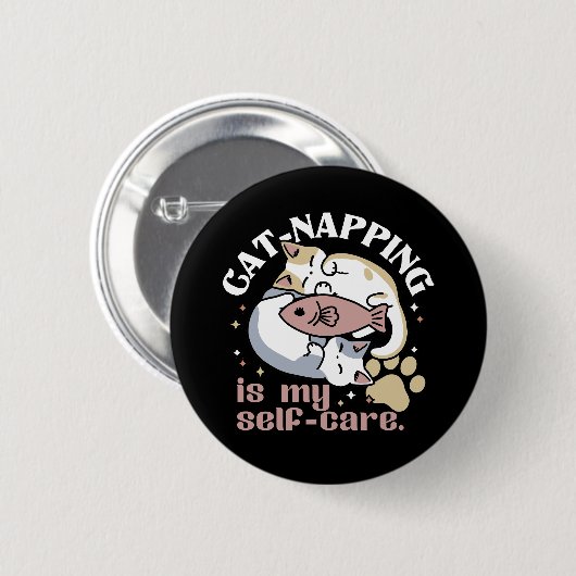 Cat-Napping is mijn zelfzorg Schattigee Cat Quote Ronde Button 5,7 Cm (Voorkant /achterkant)