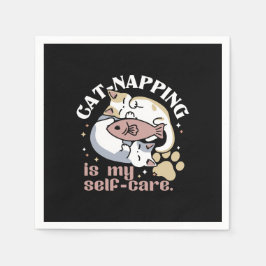 Cat-Napping is mijn zelfzorg Schattigee Cat Quote Servet