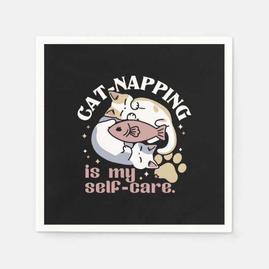 Cat-Napping is mijn zelfzorg Schattigee Cat Quote Servet (Voorkant)