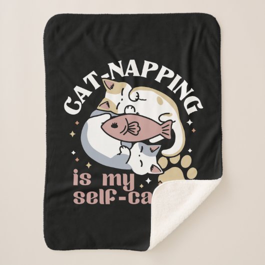 Cat-Napping is mijn zelfzorg Schattigee Cat Quote Sherpa Deken (Voorkant)