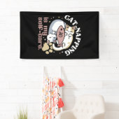 Cat-Napping is mijn zelfzorg Schattigee Cat Quote Spandoek (Insitu)